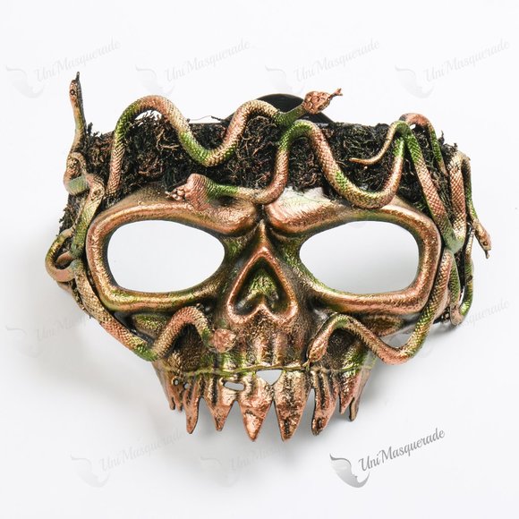 Grim Reaper Skull Woodland Medusa Snake Masquerade Mask - Picture 1 of 3